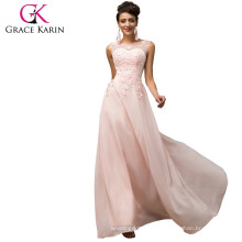 Grace Karin sans manches en V-Back Pink Robes de soiree en mousseline de soie CL007555-1